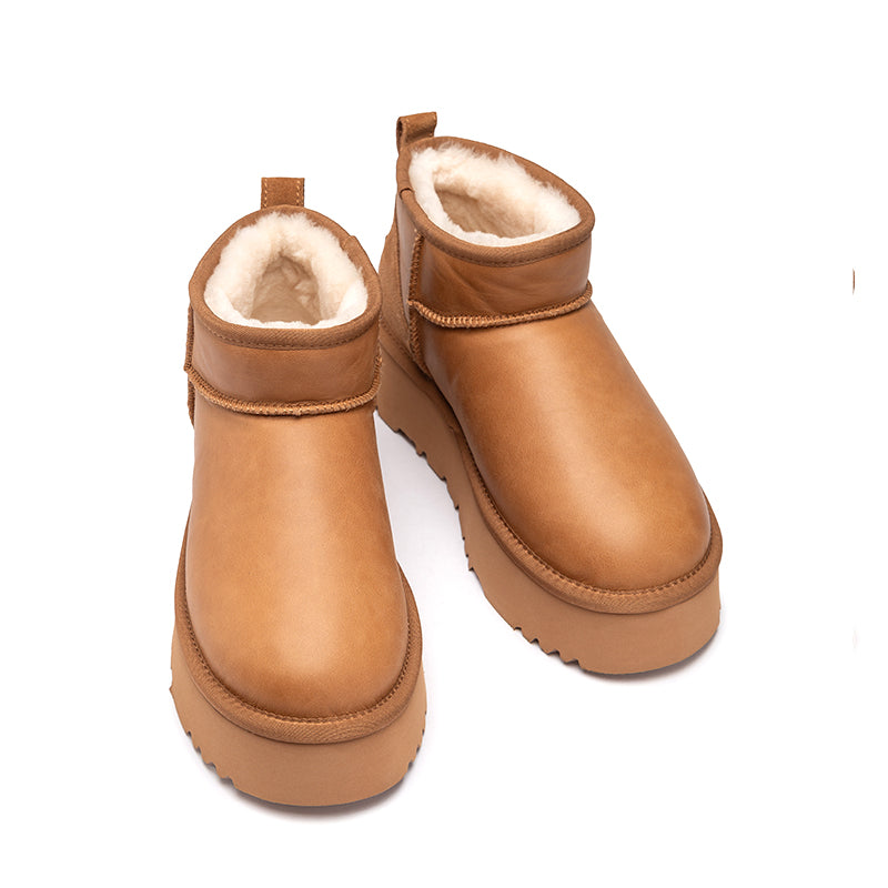 Platform Mini Oiled Leather Ugg Boots