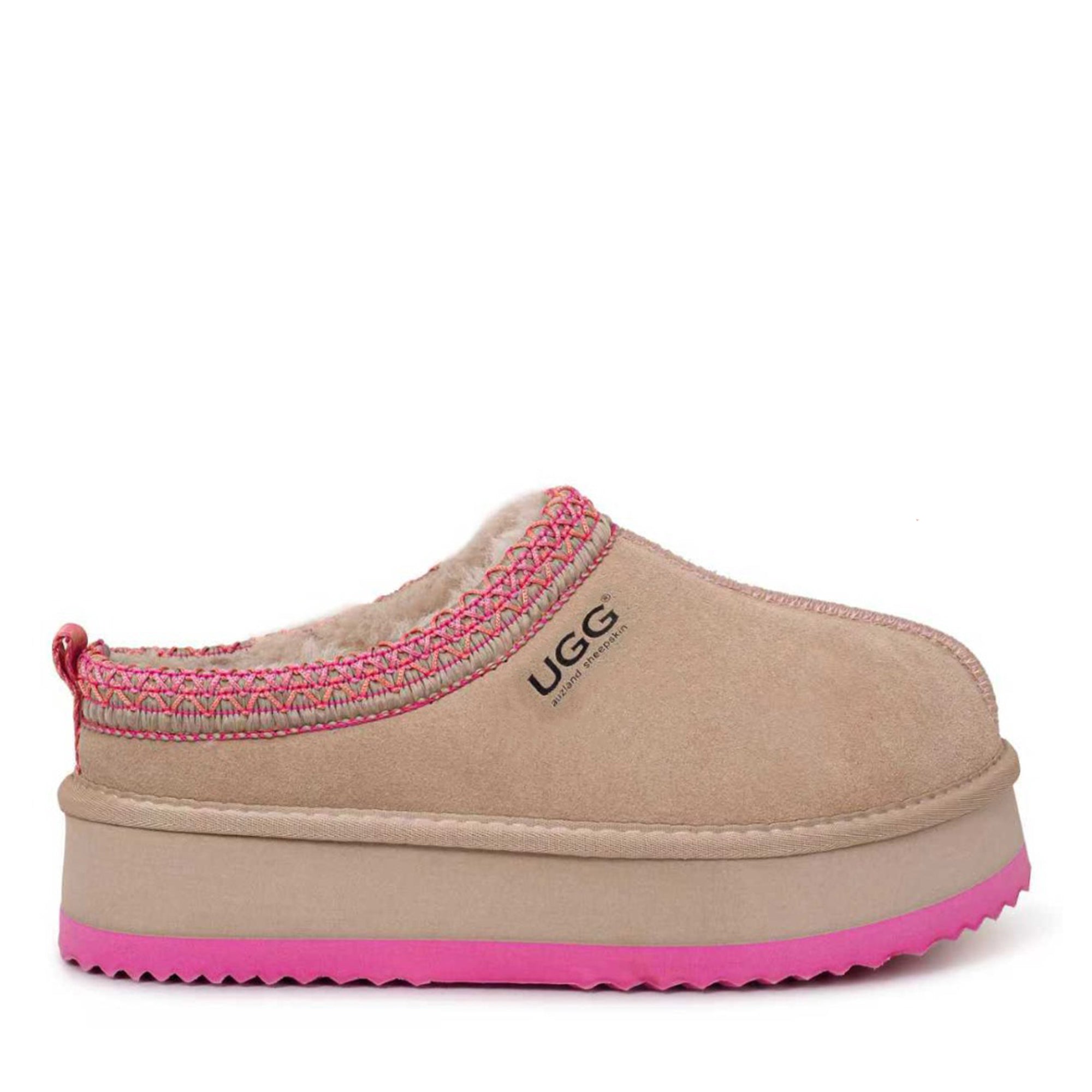 Premium Tassie Platform Ugg Slippers (Pink)