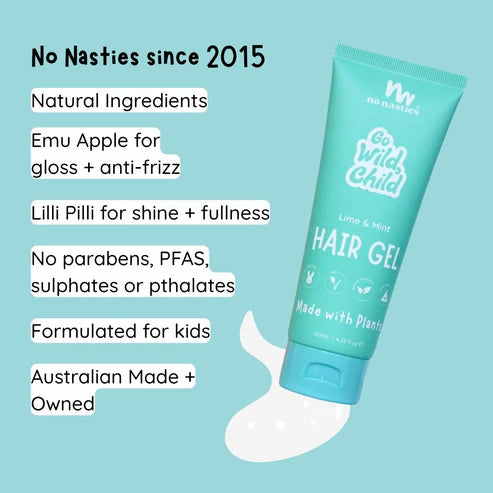 No Nasties Kids Plant Based Kids Hair Gel in Zesty Lime and Fresh Mint 125ml