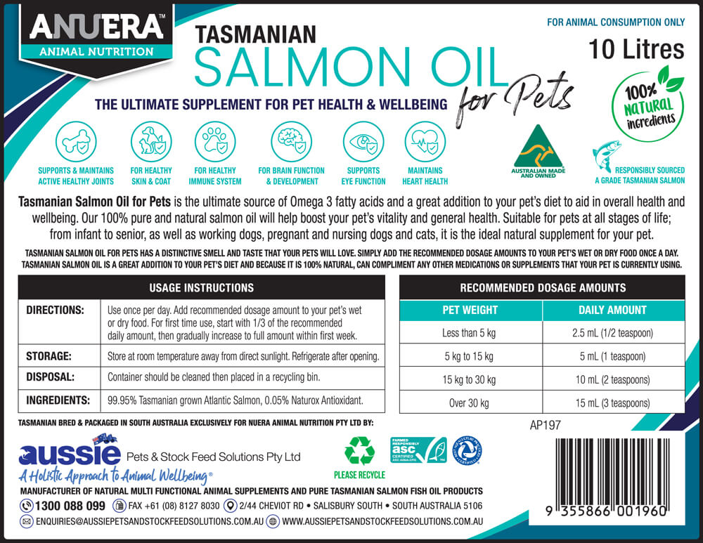Tasmanian Salmon Oil for Pets 10 Litres