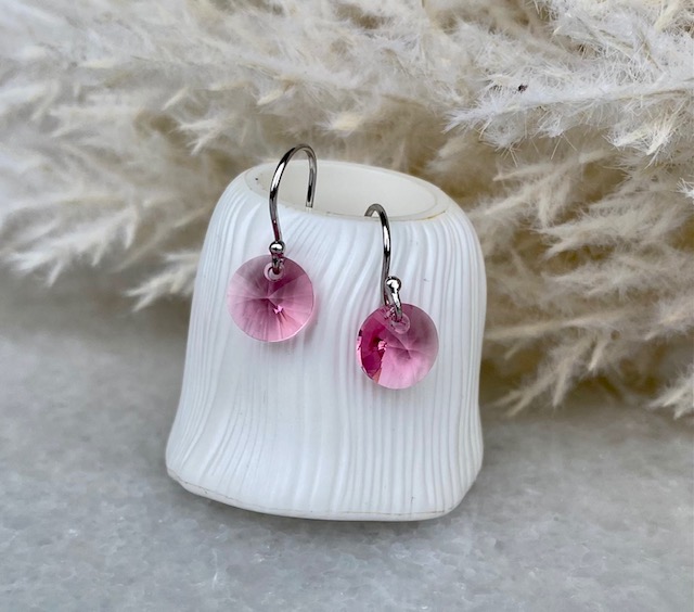 Crystal Hook Earrings - Rose