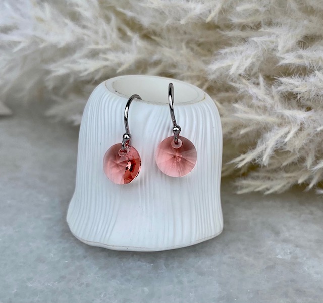 Crystal Hook Earrings - Peach