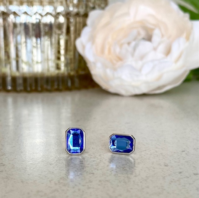 Radiant Crystal Earrings - Sapphire