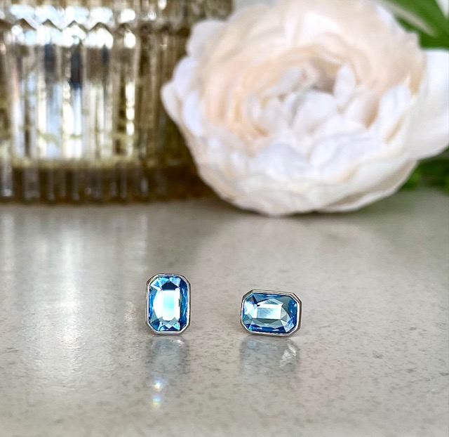 Radiant Crystal Earrings - Aquamarine