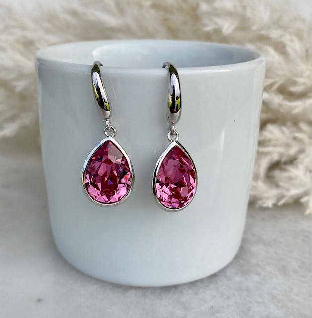Pear Crystal Earrings - Rose
