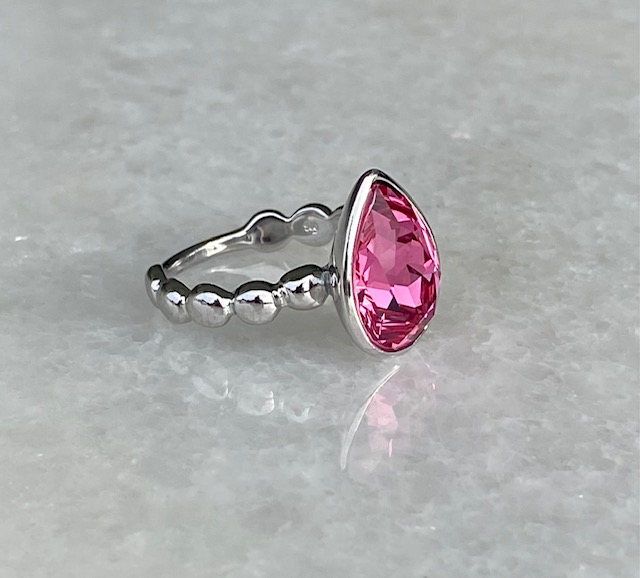 Pear Crystal Ring - Rose