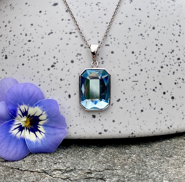 Radiant Crystal Hook Earring - Aquamarine