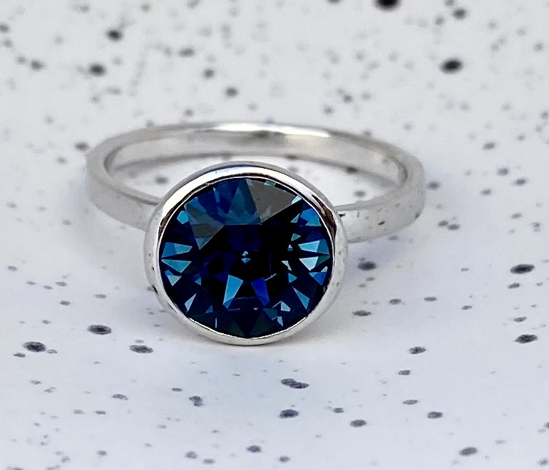 Round Crystal Ring - Montana Blue
