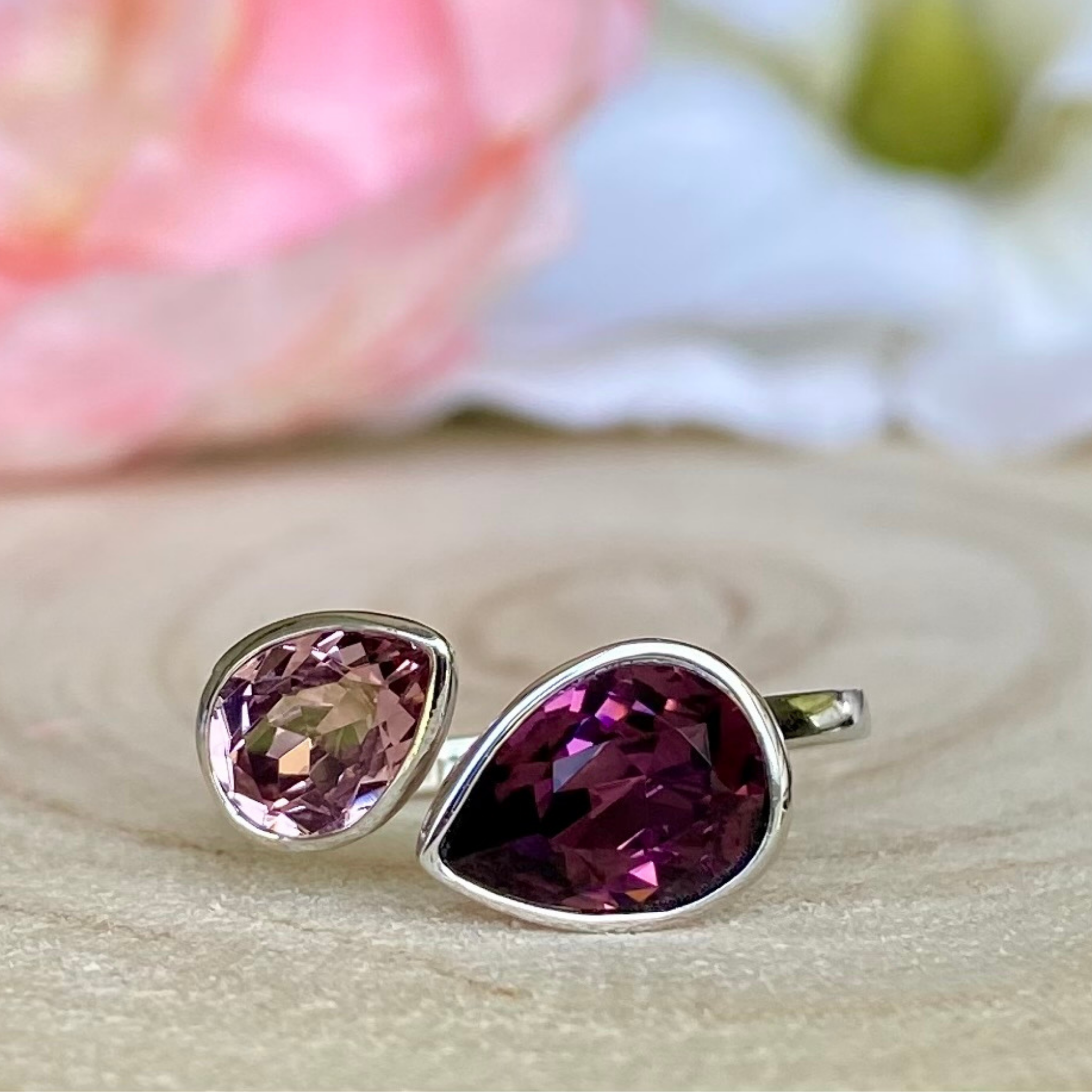 Purple Double Open Crystal Ring