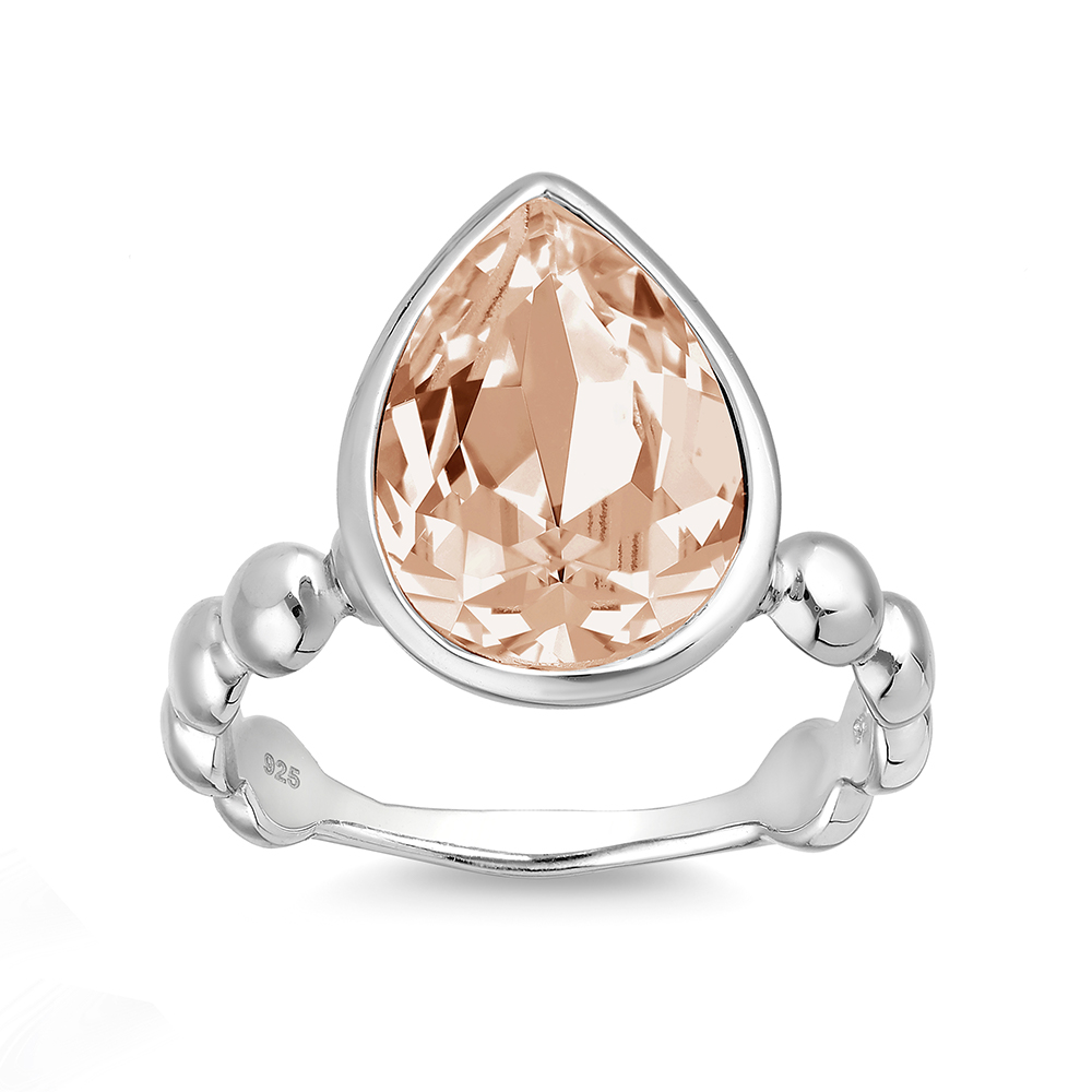 Pear Crystal Ring - Vintage Rose