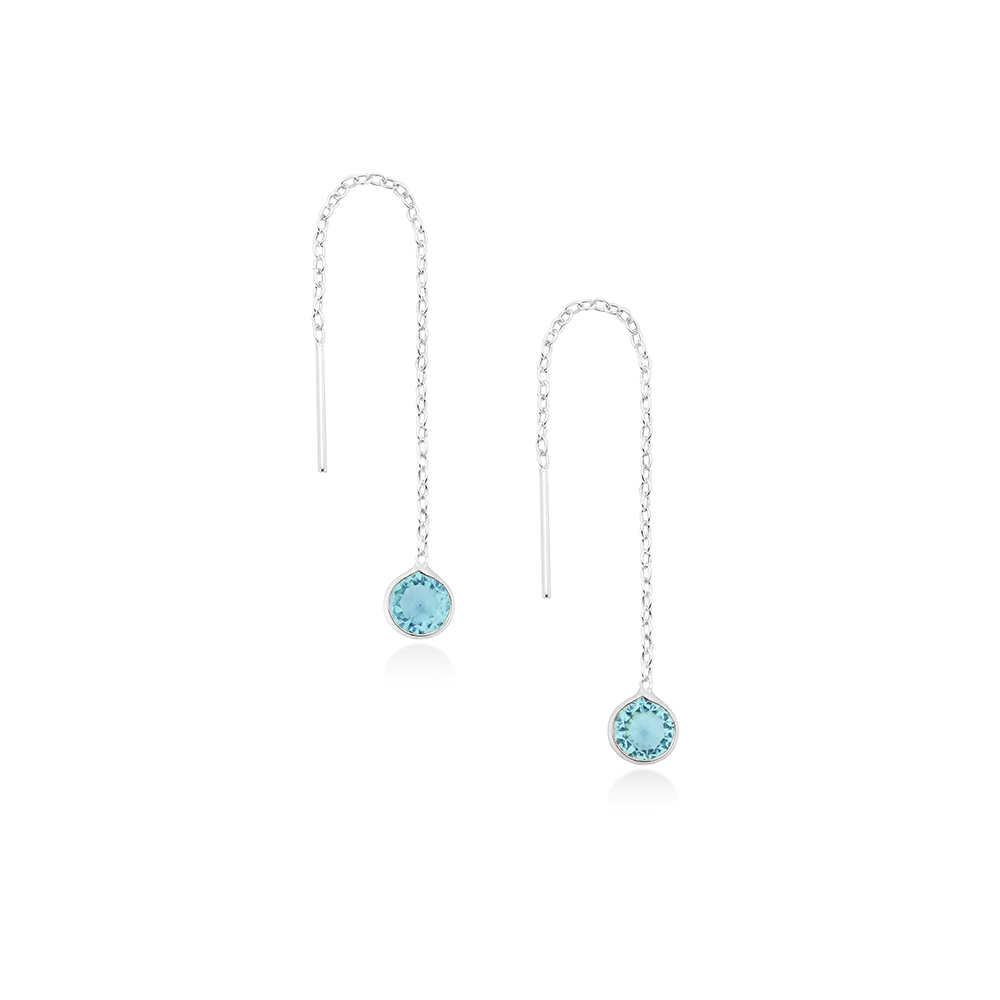 Sky Blue CZ Threader Earring