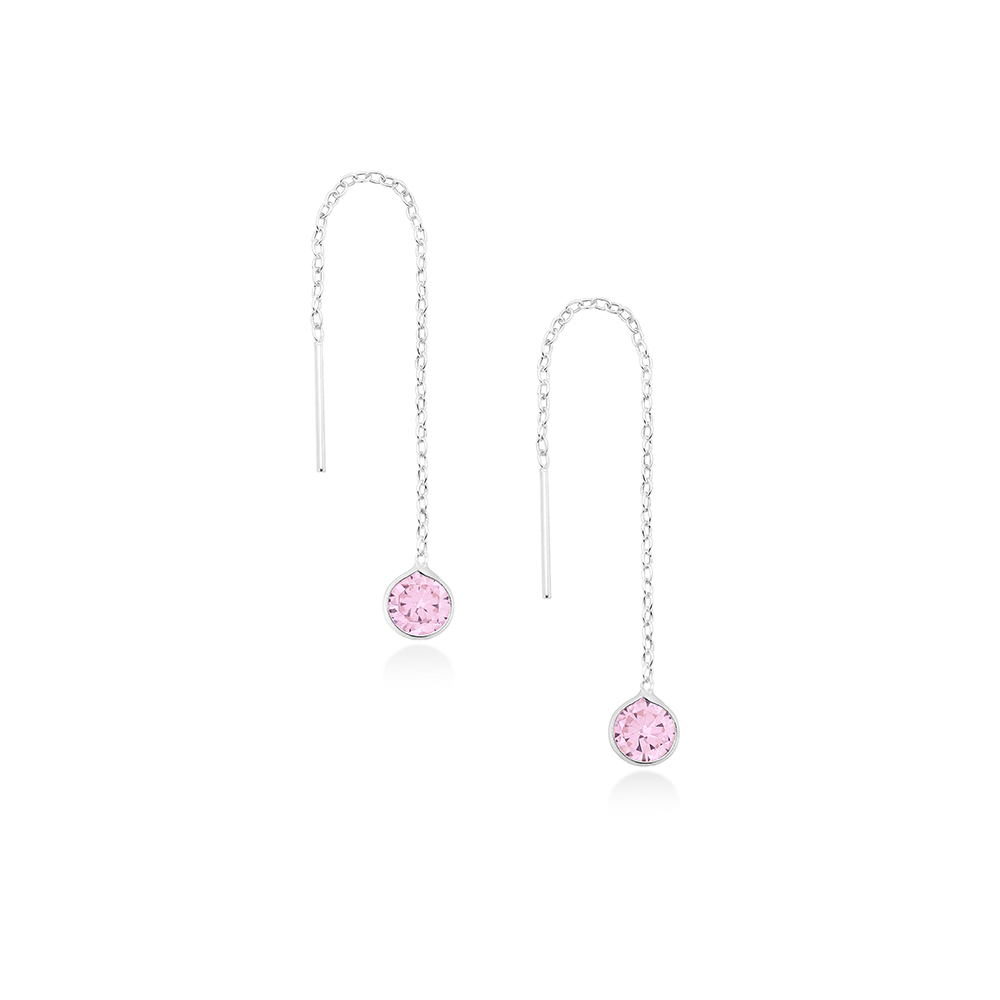 Pink CZ Threader Earring