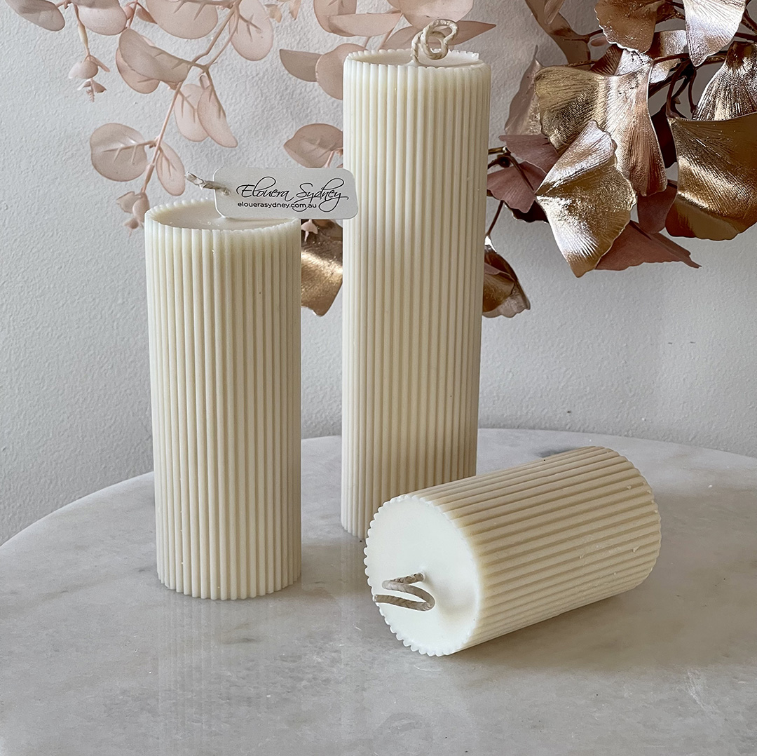 Corrugated Pillar Candle - Three Piece Set