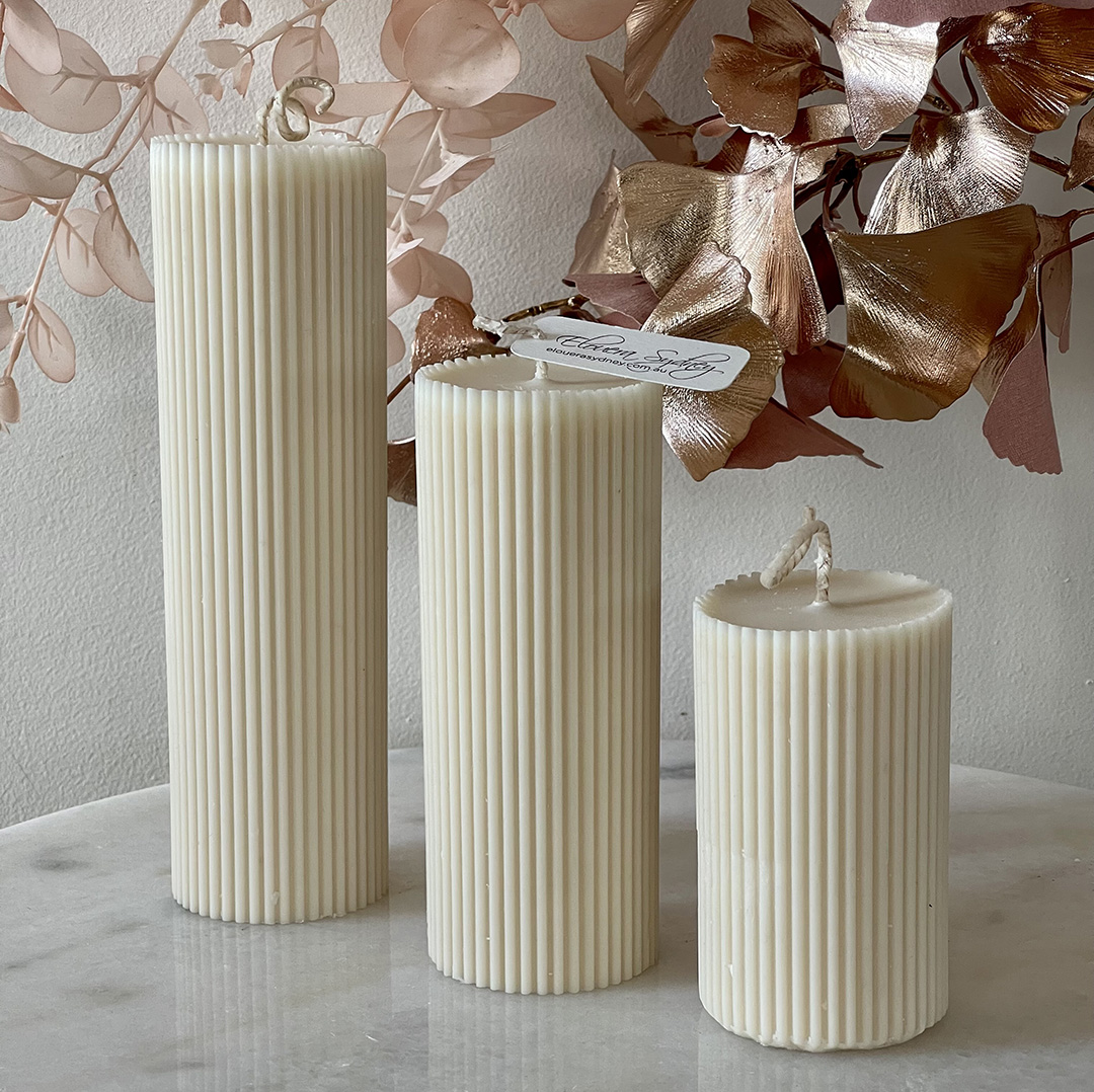 Corrugated Pillar Candle - Three Piece Set