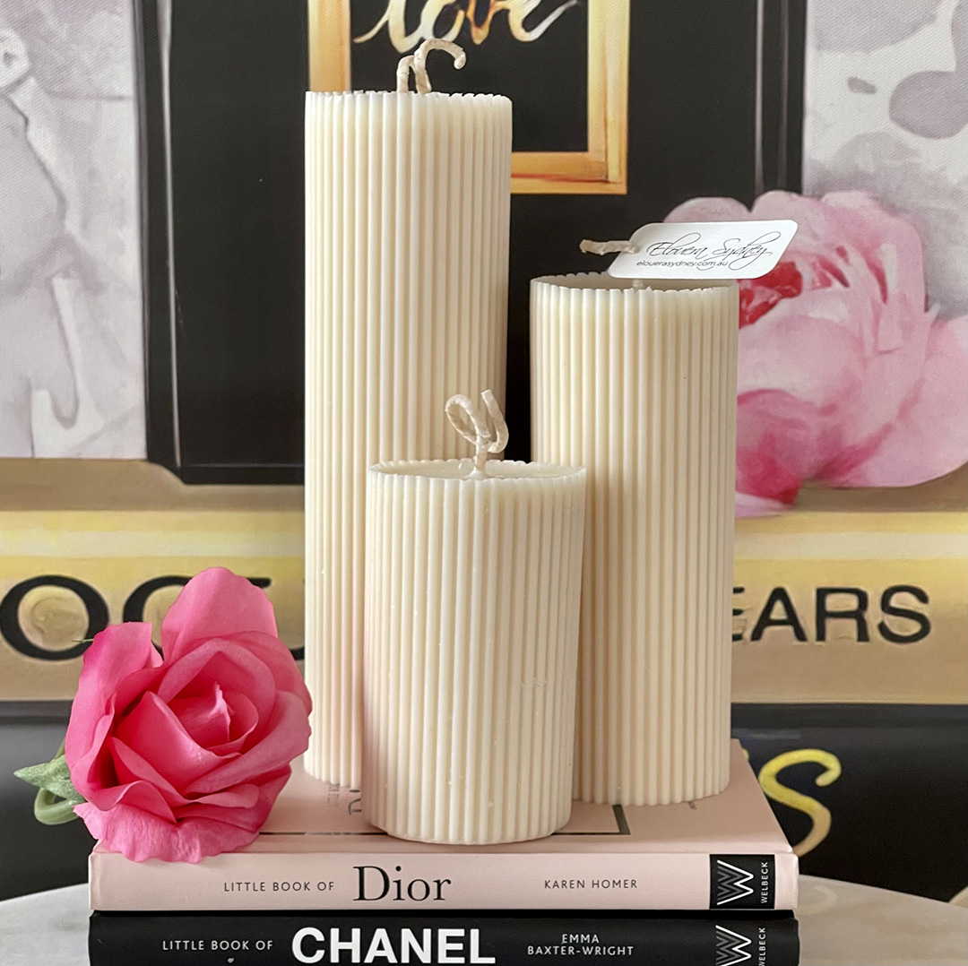 Corrugated Pillar Candle - Three Piece Set