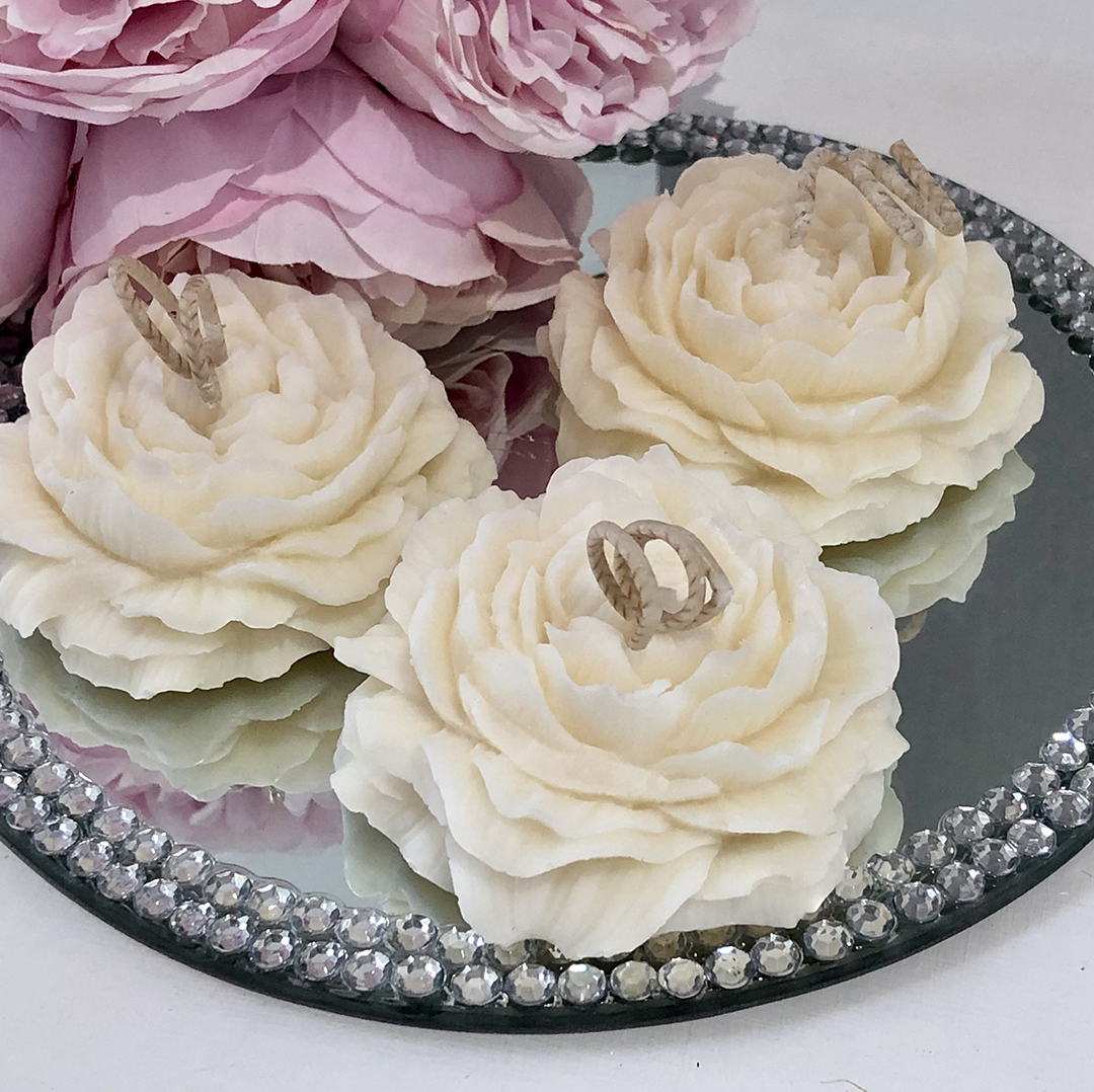 Peony Bloom Candle - Set of 3