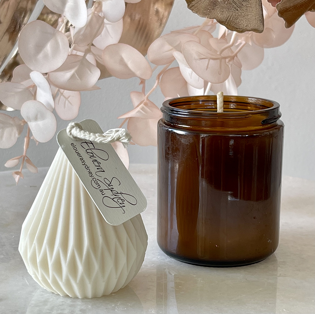 Origami Pear Drip Candle & Amber Duo