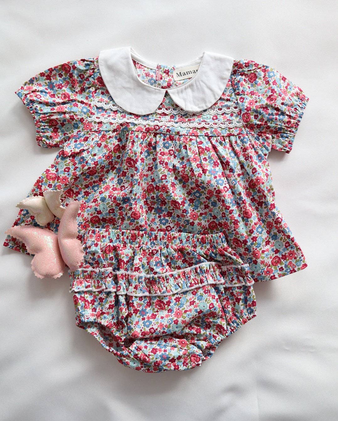 2Pcs Set Baby Girls Floral Print Collar Top and Shorts. 100% Cotton Clothing Set.: 0-6m