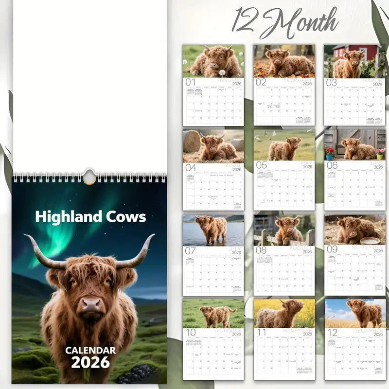 2026 Highland Cow Calendar