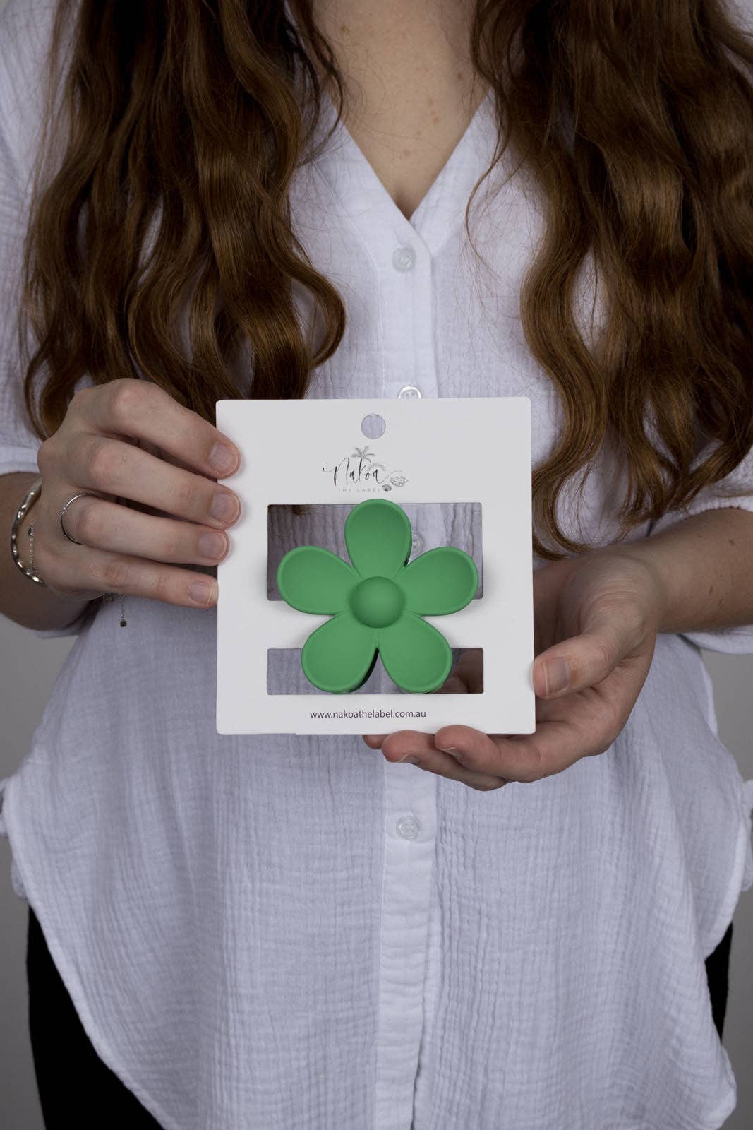 Claw Clip -- Flower - Green