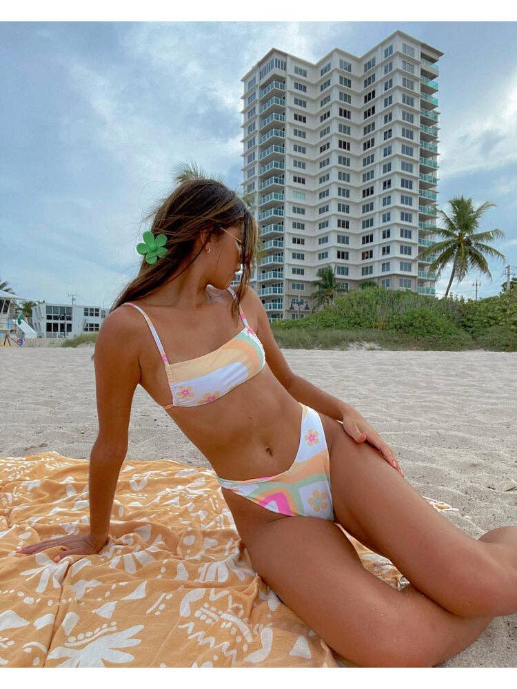 Claw Clip -- Flower - Green