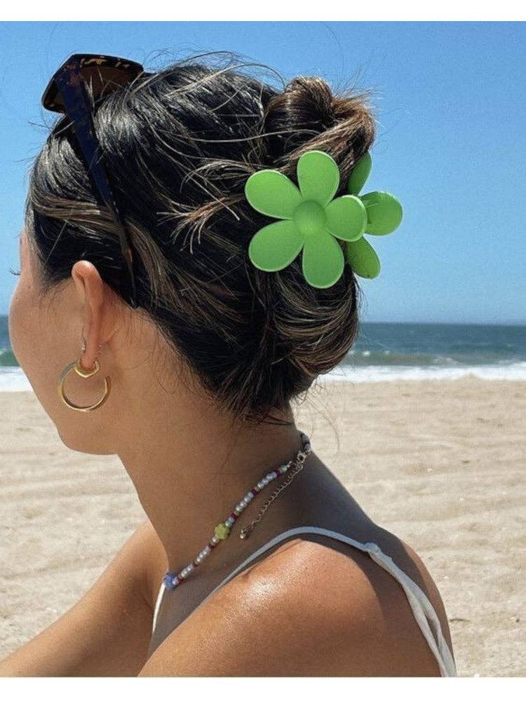 Claw Clip -- Flower - Forest Green