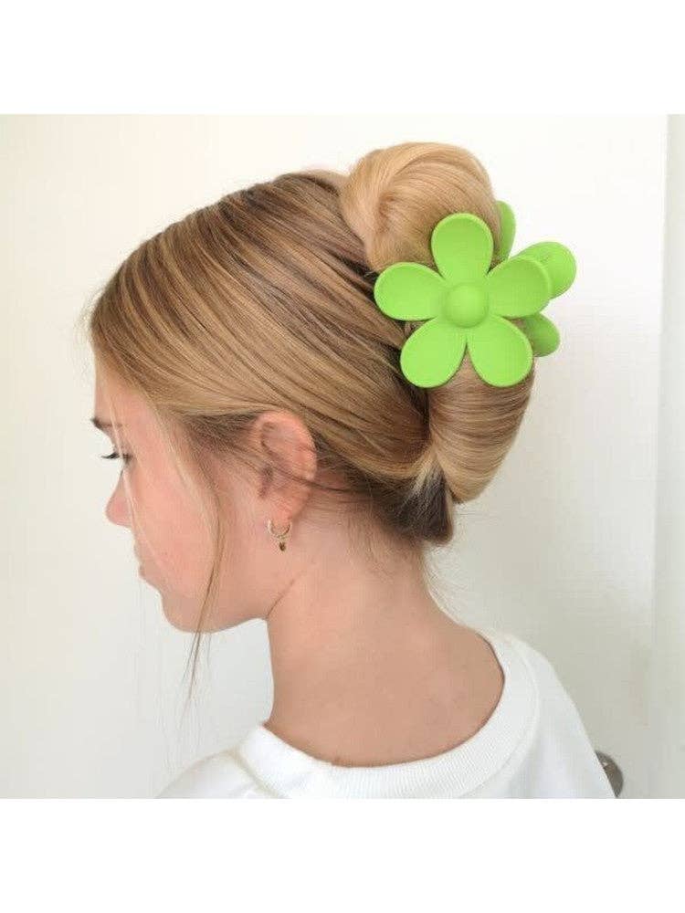 Claw Clip -- Flower - Forest Green