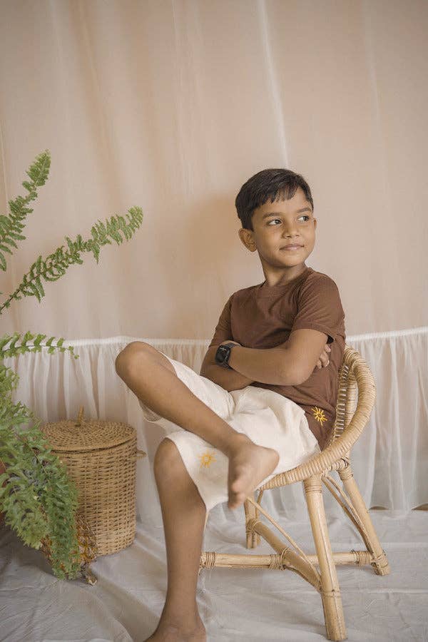 Rory Summertime Stylish Unisex Linen Shorts: Beige / 8y