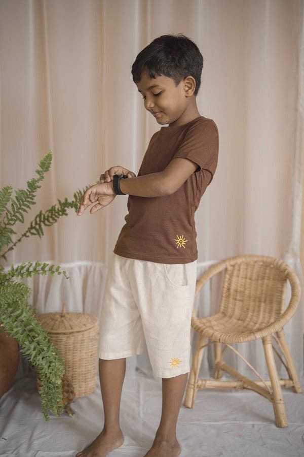 Rory Summertime Stylish Unisex Linen Shorts: Beige / 6y