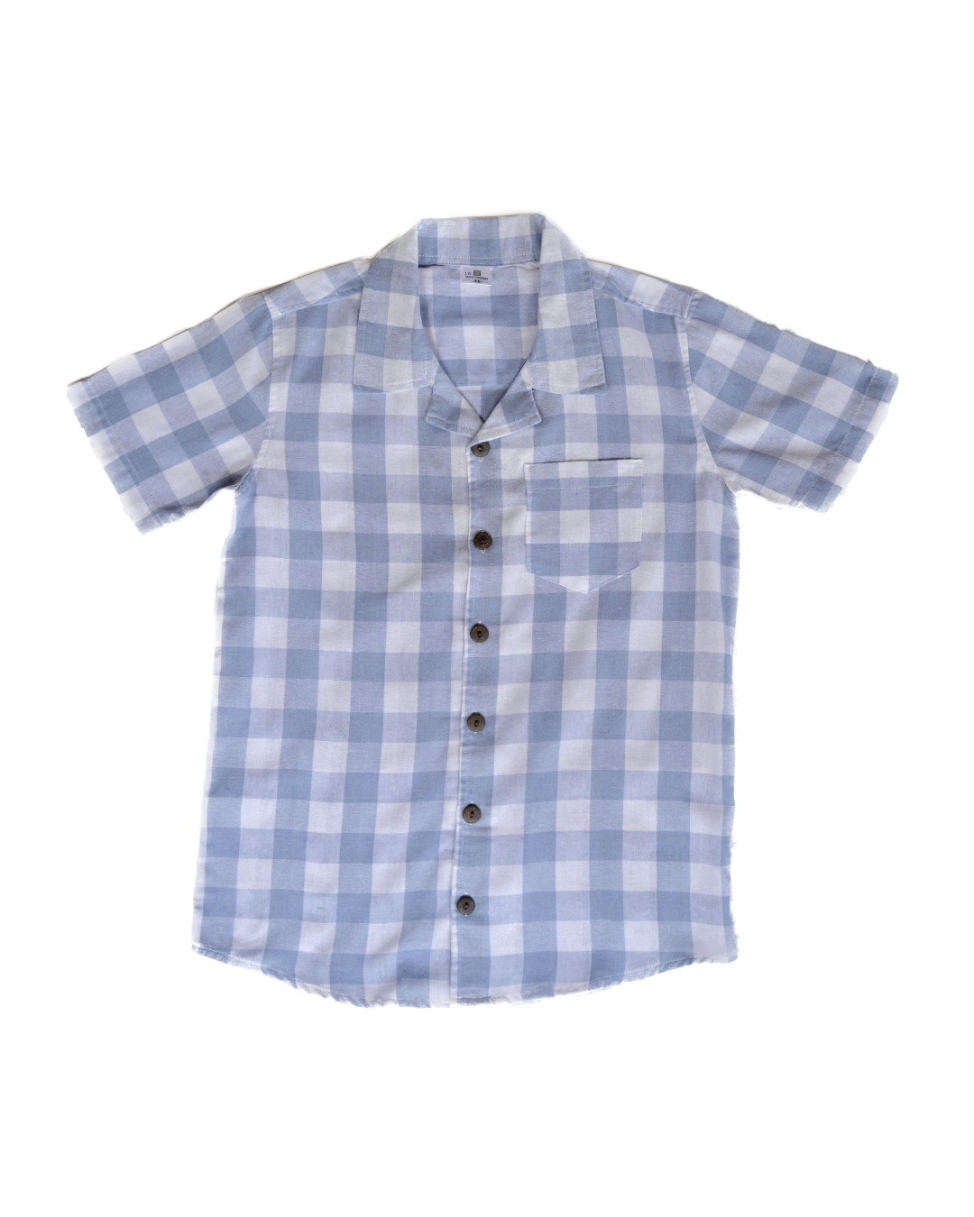 Jesse Blue Gingham Classic Style Blue Gingham Linen Shirt: Plaid / Linen / 6y