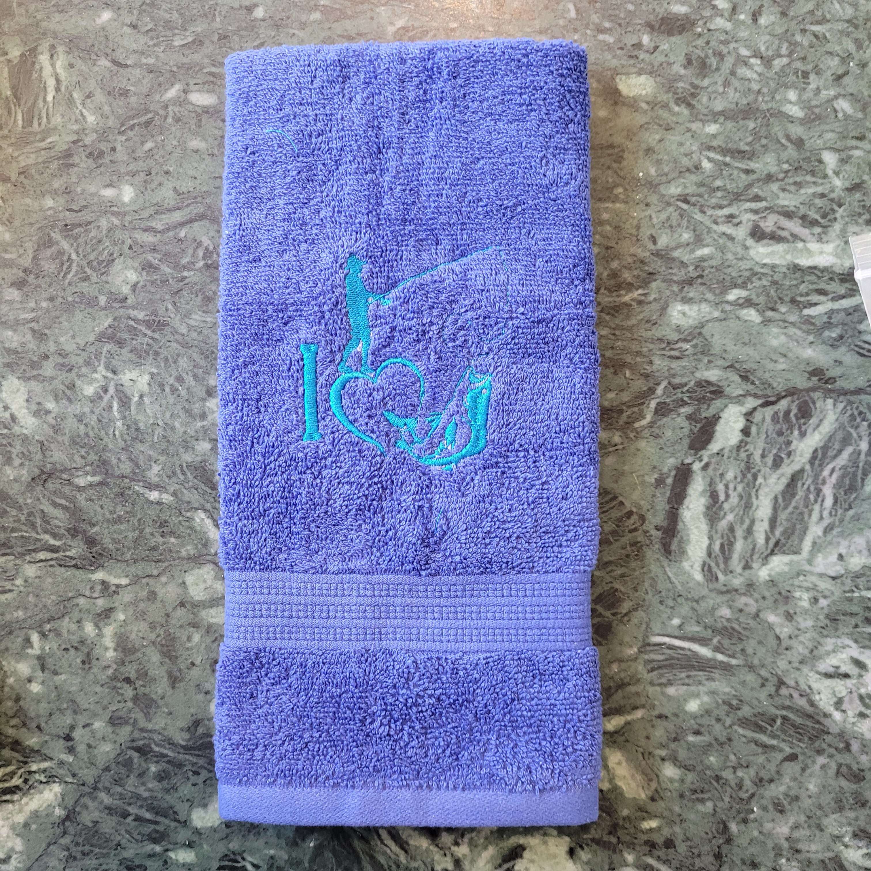 Embroidered Hand Towels - Fishing
