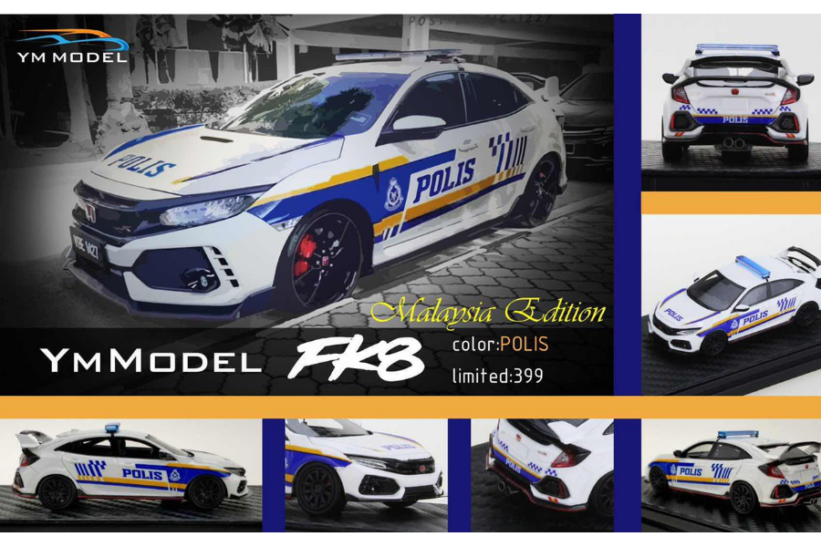 YM Model Car - Honda Civic FK8 Malaysia Police Edition