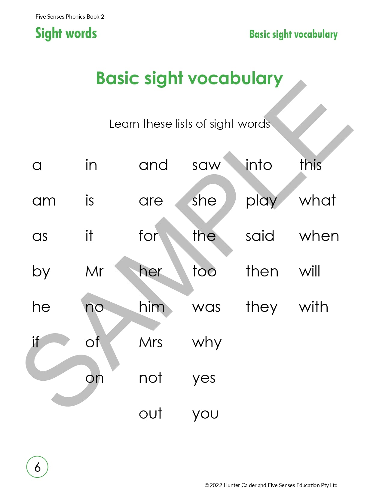 Five Senses Phonics Book 2