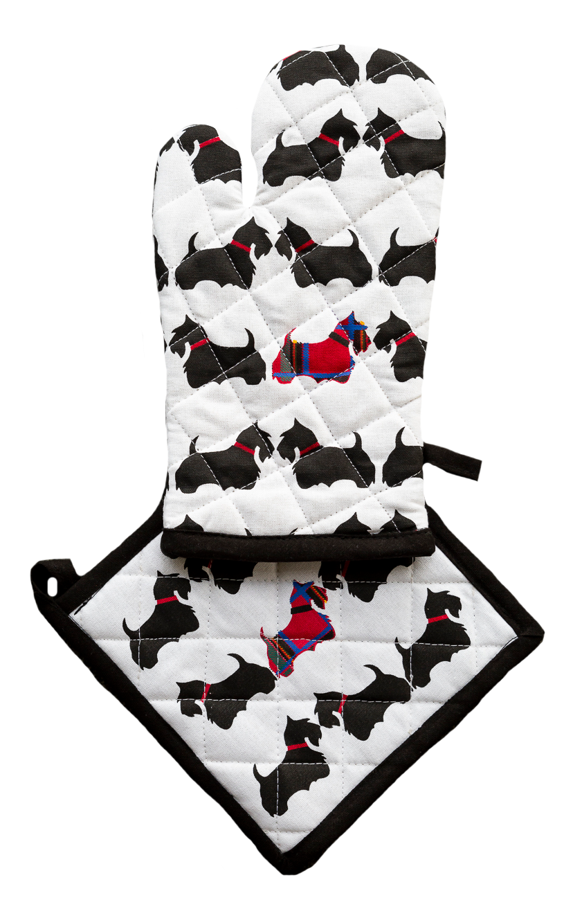 Oven Glove & Pot Holder Set - Scottie Dog