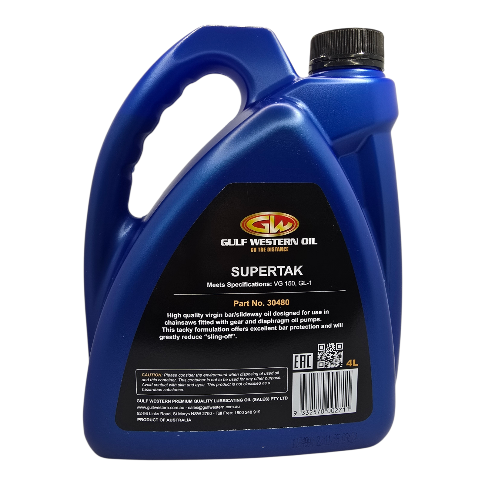 Gulf Western SuperTak Chainbar Oil (VG 150 GL-1) 4L AUSTRALIAN MADE