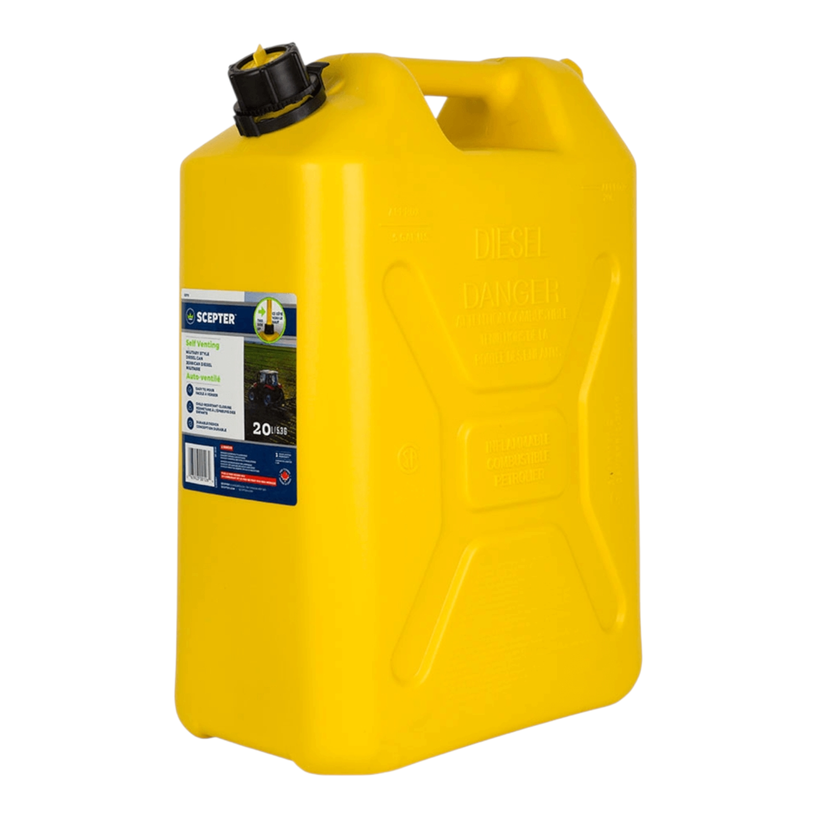 Scepter Petrol Fuel Jerry Can 20L Yellow