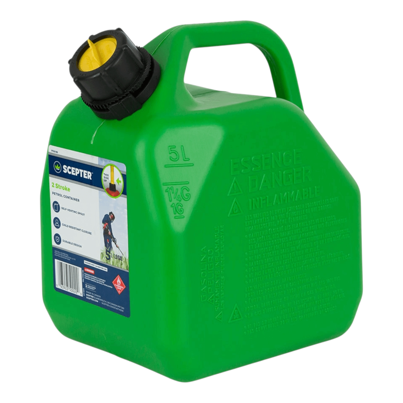 Scepter Petrol Fuel Jerry Can 5L Green