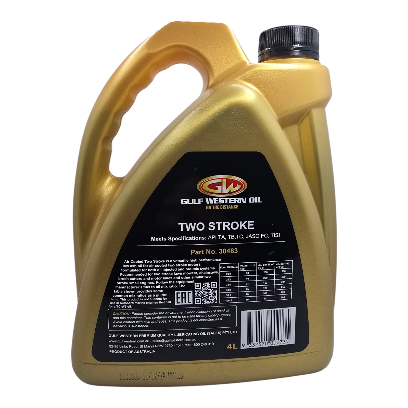 Gulf Western Premium Two Stroke Engine Low Smoke Oil 4L AUSTRALIAN MADE (30483)