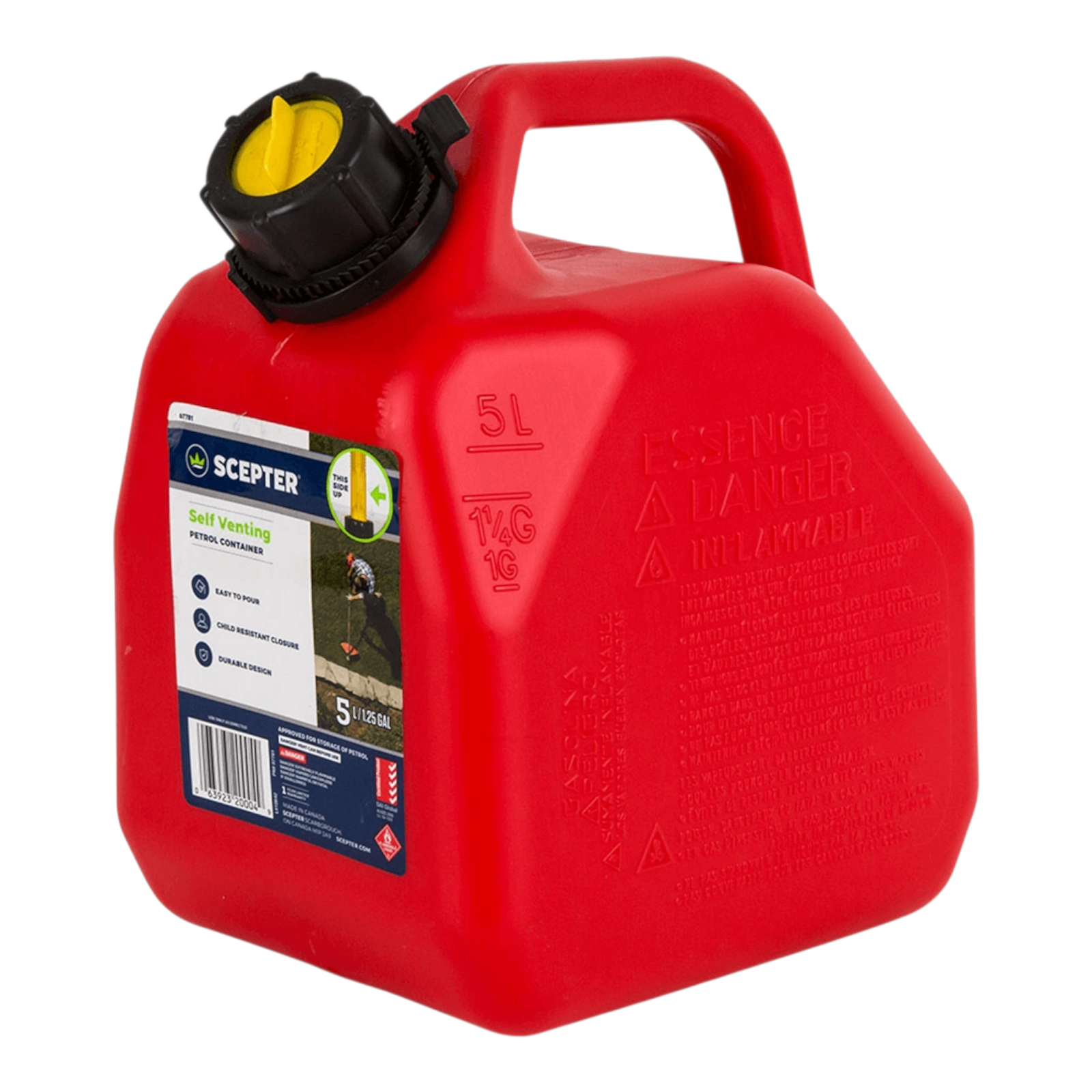 Scepter Petrol Fuel Jerry Can 5L Red