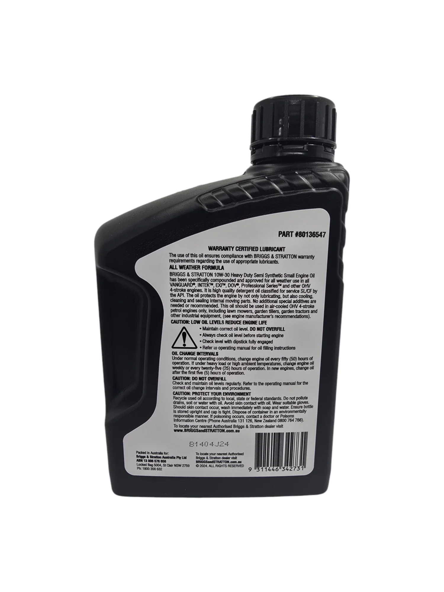1L Briggs & Stratton 4 Stroke Heavy Duty Semi Synthetic Engine Oil SAE 10W-30