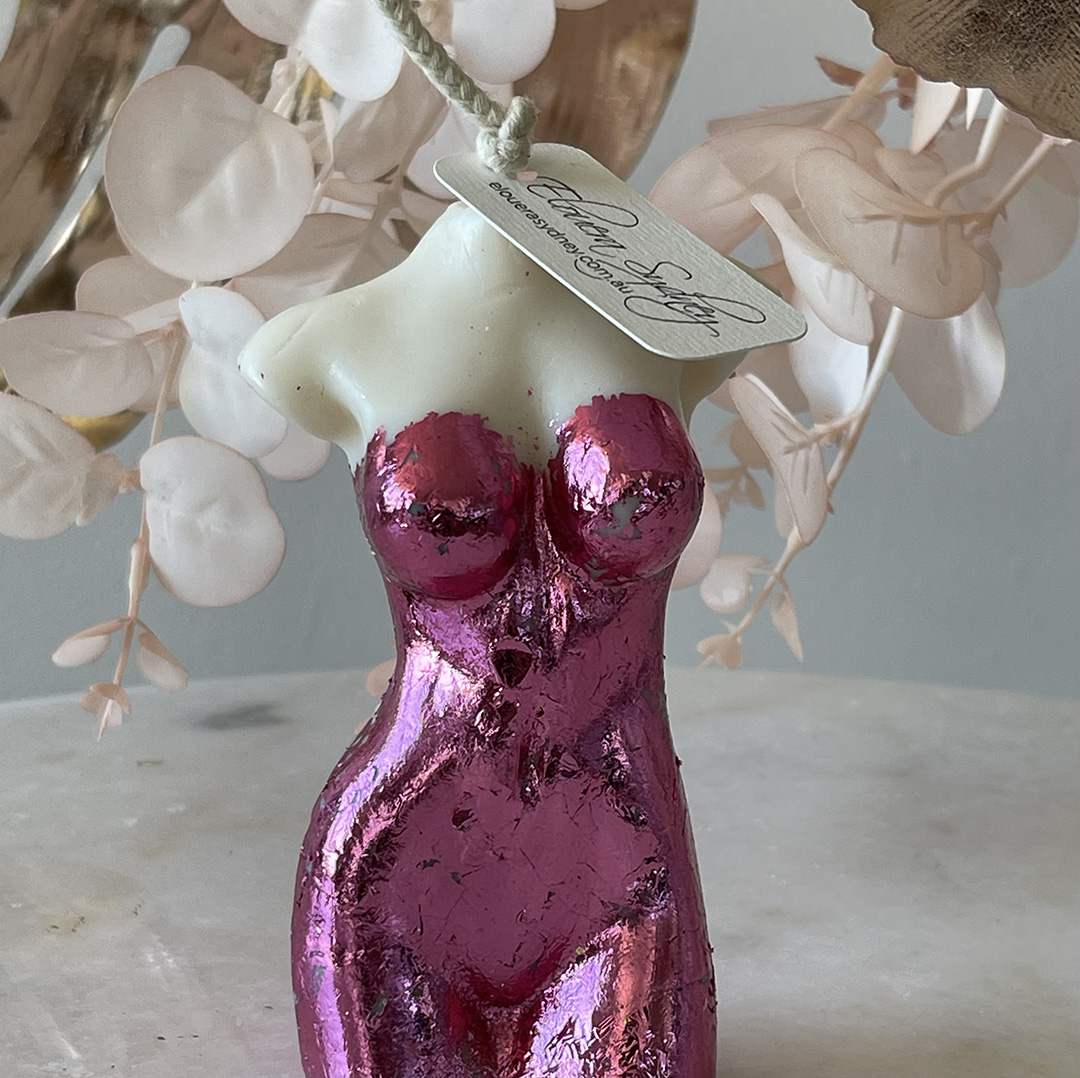 Marilyn Drip Candle Pink Leaf