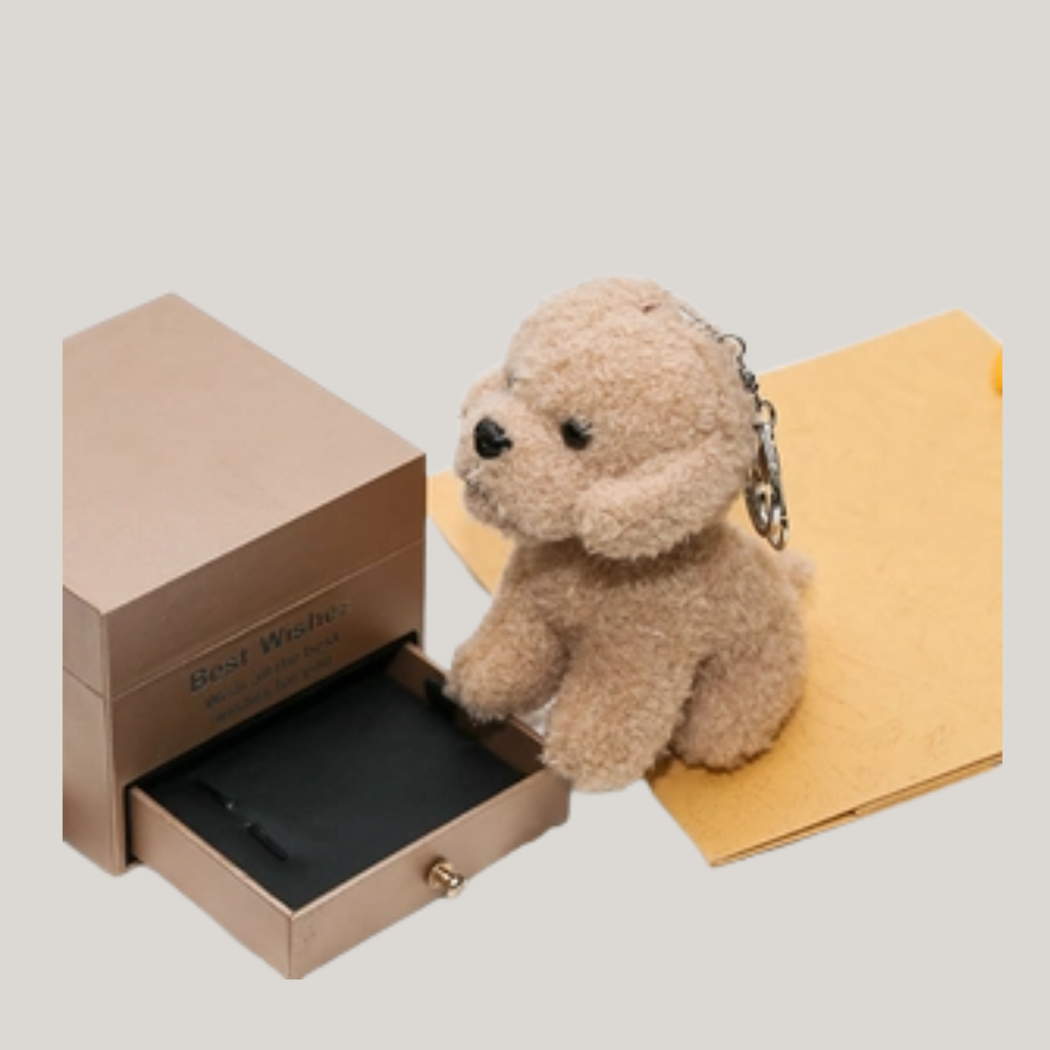 Cute Dog Keychain – Plush Bag Charm (Brown & Red)