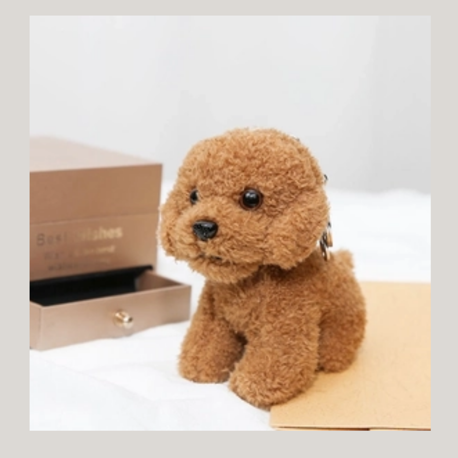 Cute Dog Keychain – Plush Bag Charm (Brown & Red)