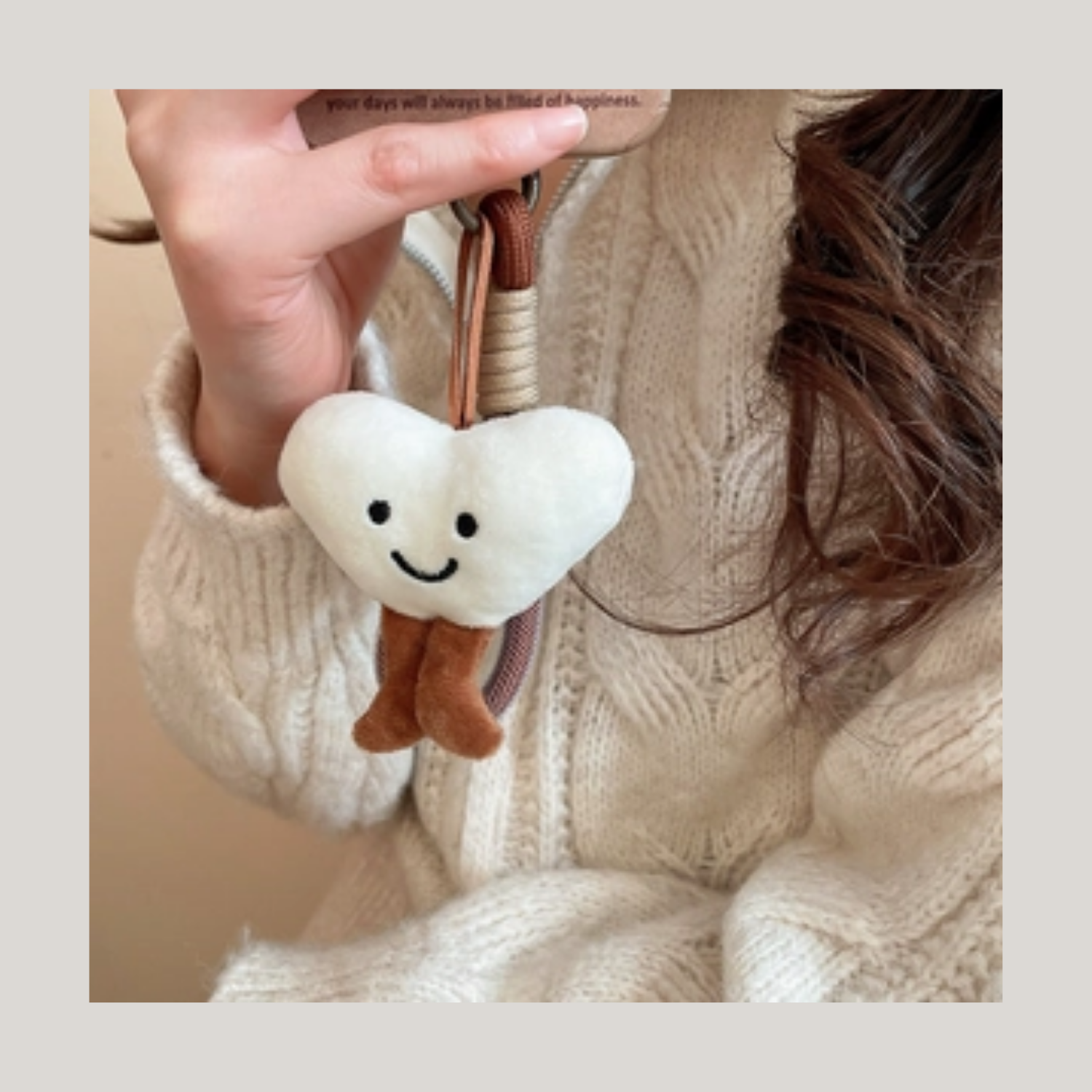Cute Plush Heart Keychain – Soft Bag Charm