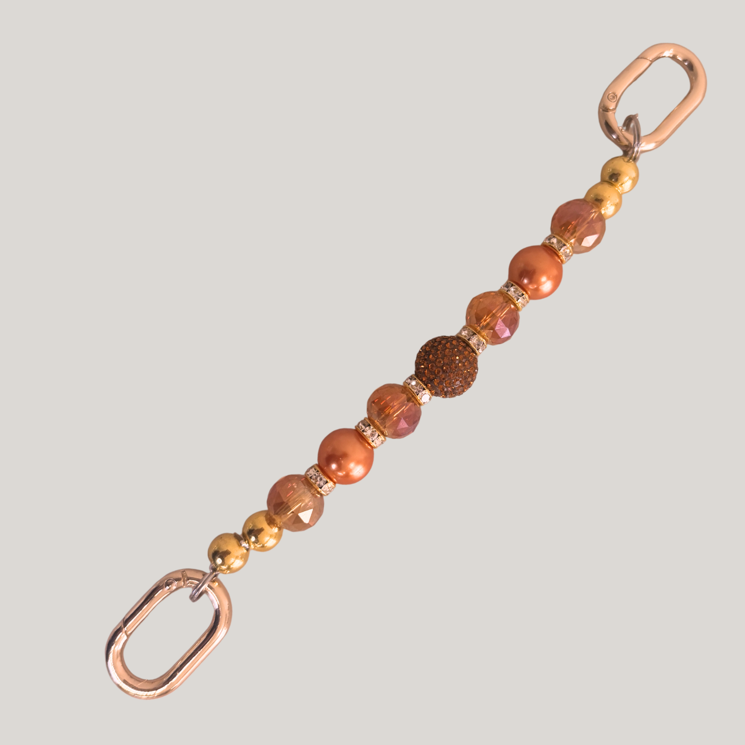 Glam & Go Keyfinder – Golden Amber Beaded Keychain for Bags