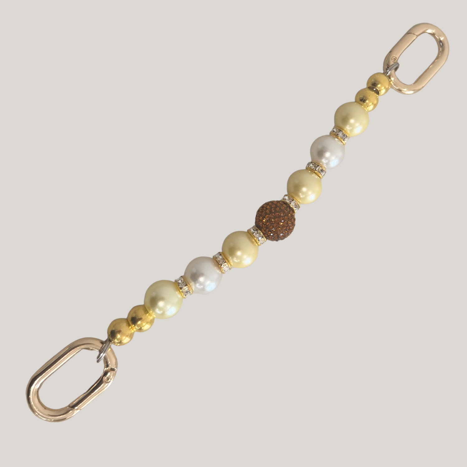 Glam & Go Keyfinder - Golden Pearl Glow Beaded Keychain for Bags