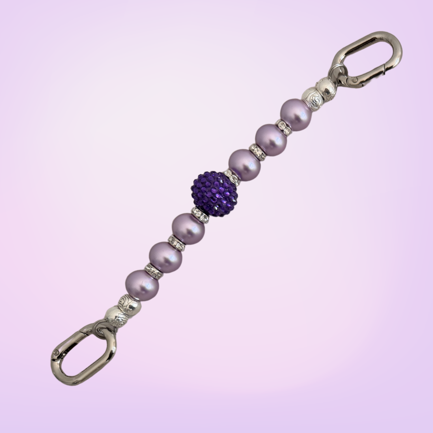 Glam & Go Keyfinder – Lavender Lux Beaded Keychain for Bags