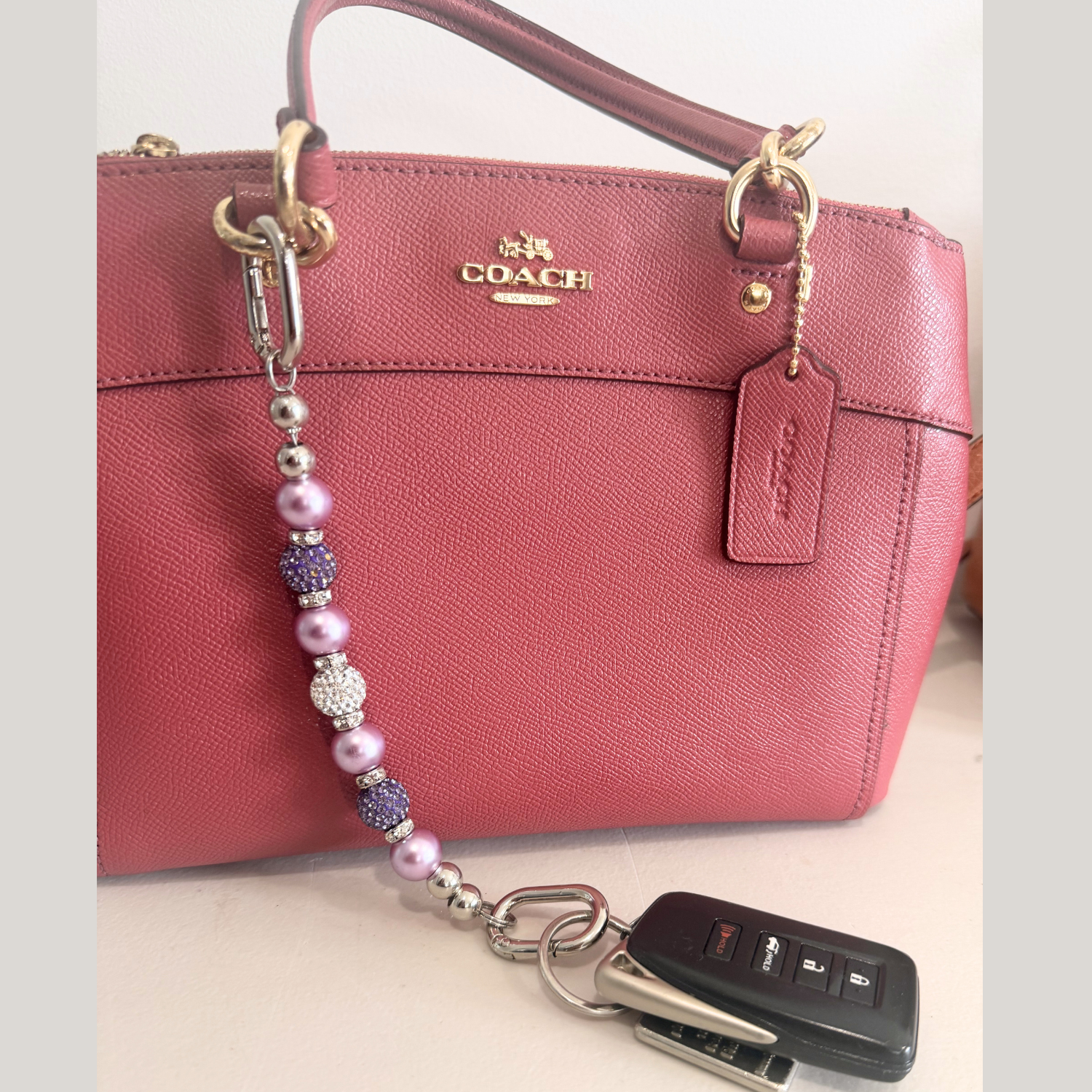 Glam & Go Keyfinder – Lavender Lux Beaded Keychain for Bags