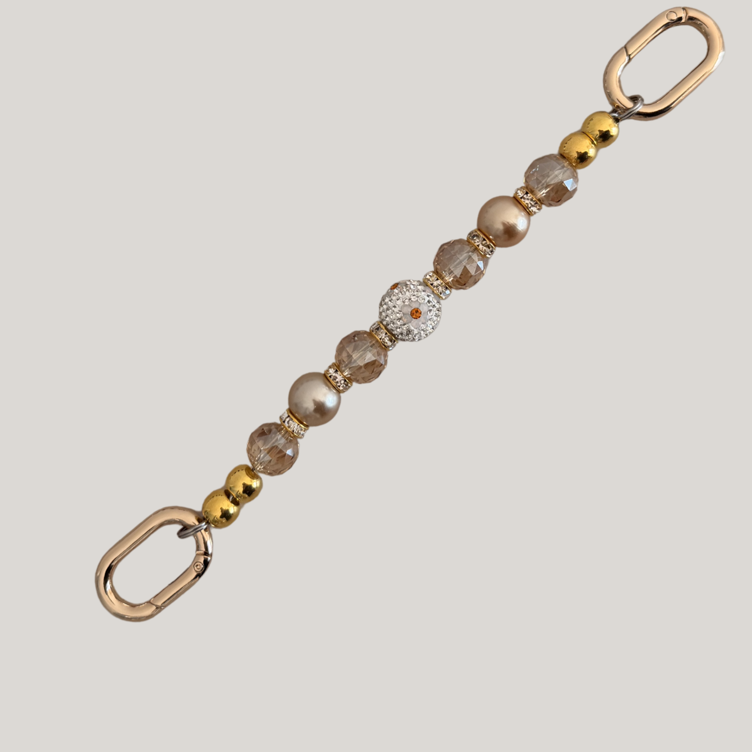 Glam & Go Keyfinder – Champagne Bloom Beaded Keychain for Bags