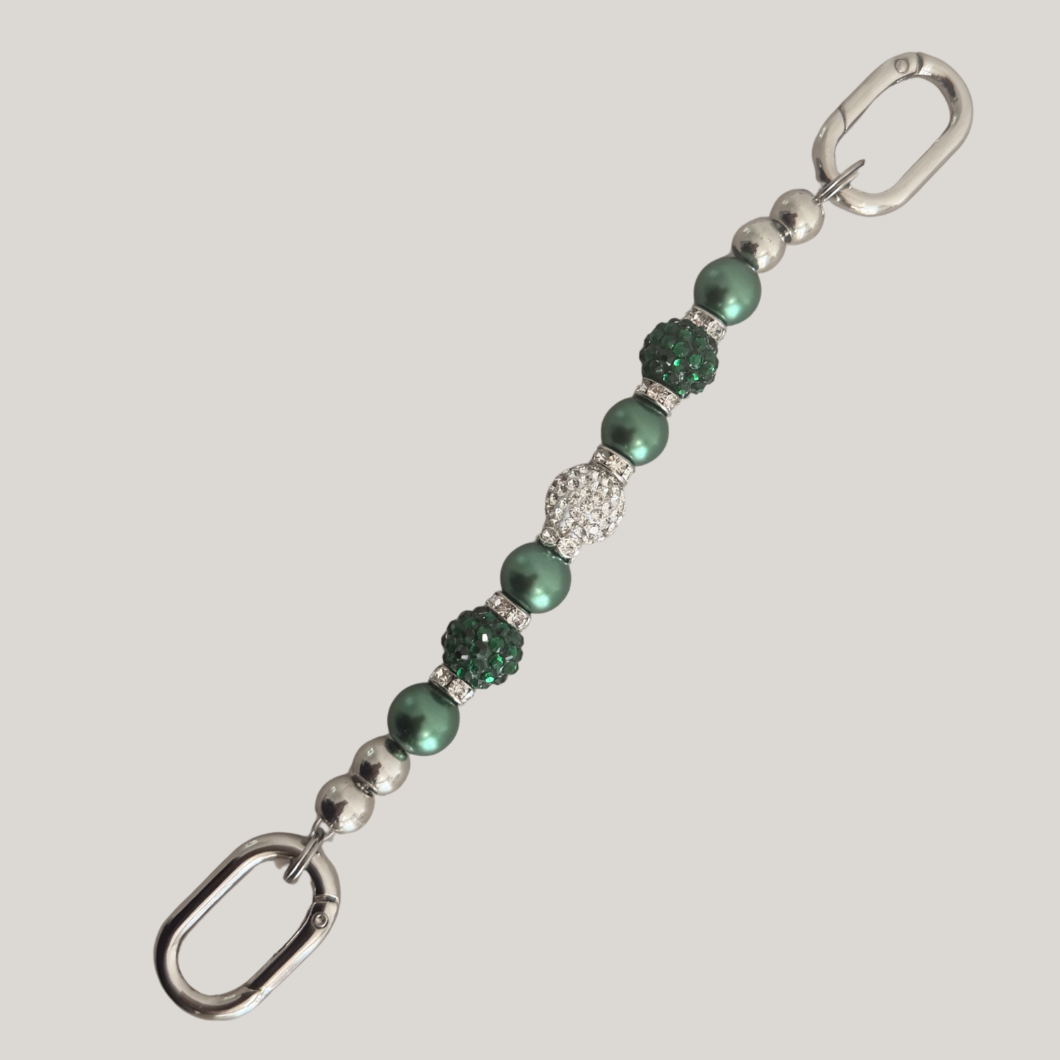 Glam & Go Keyfinder – Emerald Glow Beaded Keychain for Bags